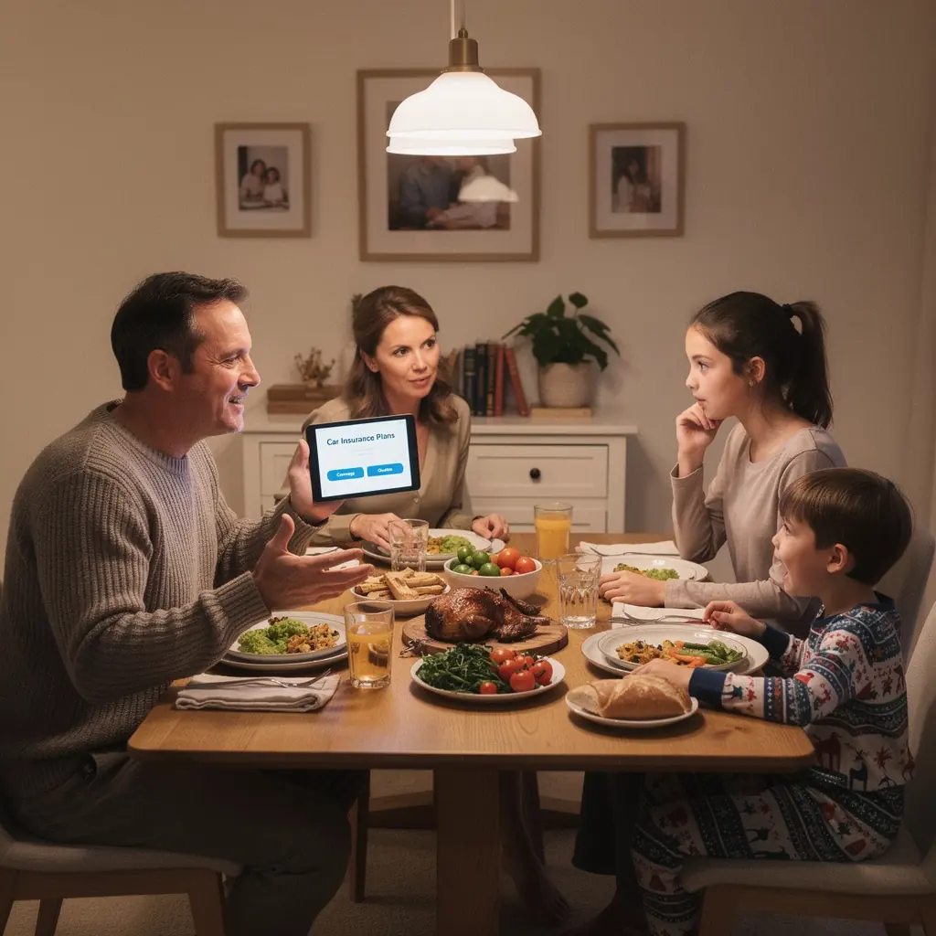 Widok na kilka samochodów zaparkowanych obok siebie z etykietami ubezpieczeniowymi.